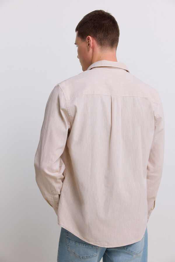 Springfield Camisa tipo lino beige