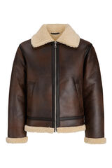 Jack & Jones Blus&atilde;o aviador com fecho-&eacute;clair cru