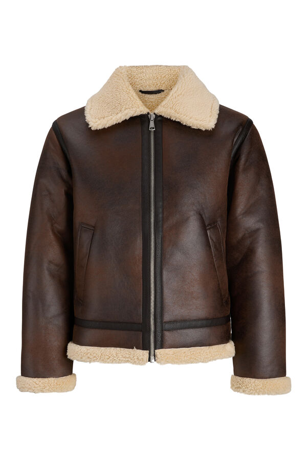 Jack & Jones Blus&atilde;o aviador com fecho-&eacute;clair cru