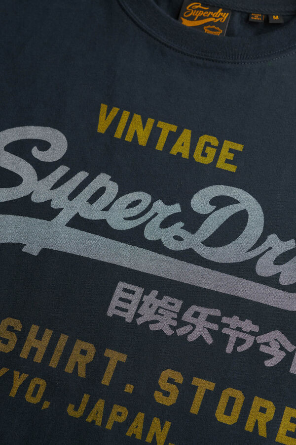 Superdry T-shirt manga curta b&aacute;sica com log&oacute;tipo grande azul