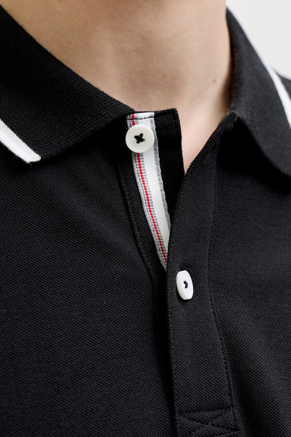 Jack & Jones Polo em piqu&eacute; com logo preto