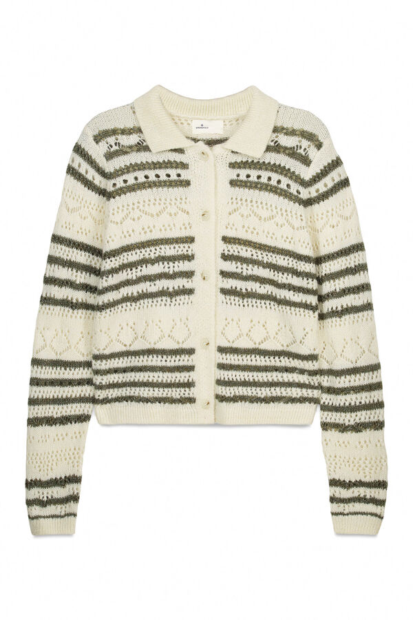 Springfield Casaco de malha pointelle &agrave;s riscas castanho