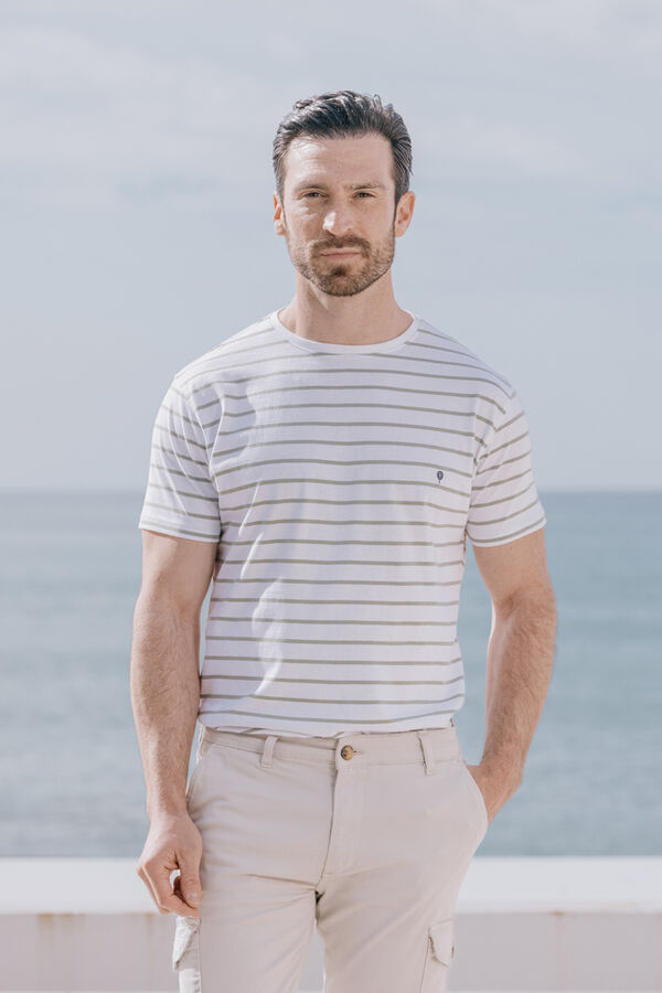 Celopman T-shirt de riscas verde