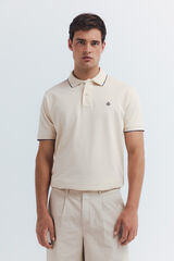Springfield Polo piqué chique com gola estilo regular fit bege