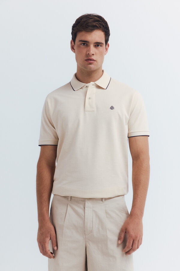 Springfield Polo piqué chique com gola estilo regular fit bege