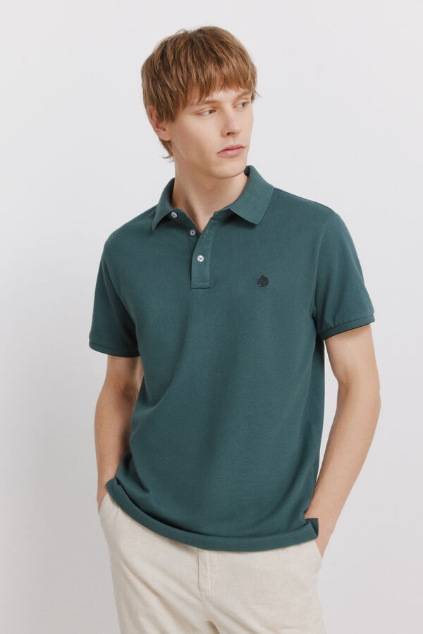 Springfield Polo piqu&eacute; punho em contraste slim fit verde