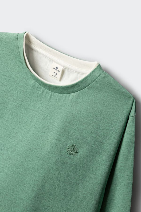 Springfield Kids T-shirt manga comprida b&aacute;sica para menino verde