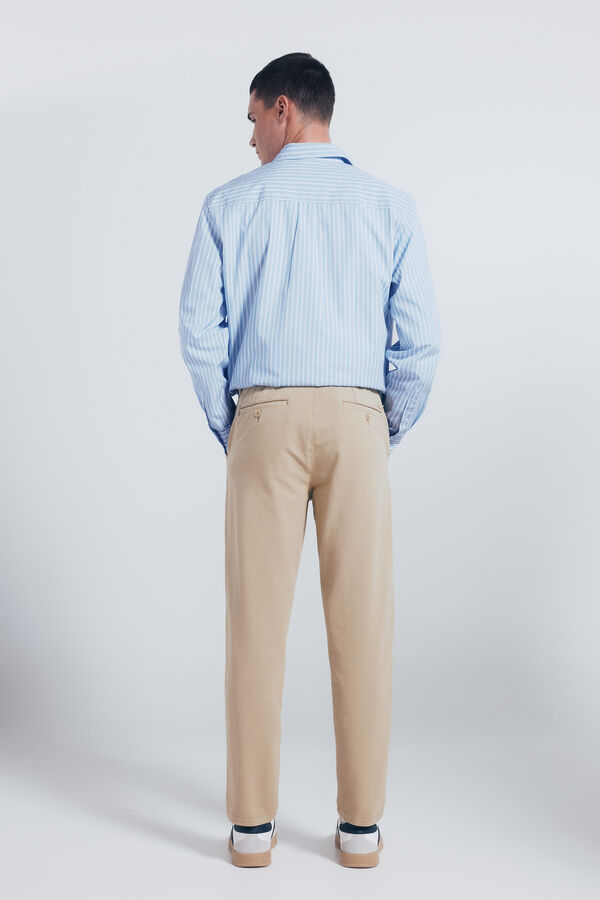 Springfield calças chino slim fit confortáveis castanho
