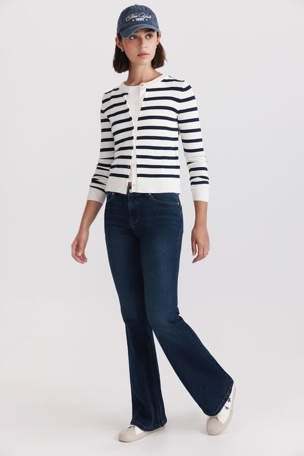 Springfield Jeans bootcut flare de cintura baixa azul