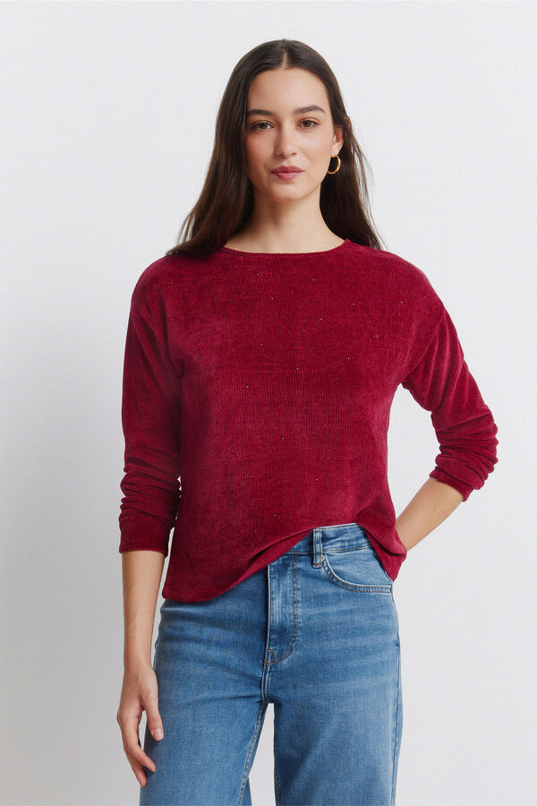 Springfield T-shirt cravejada de chenille vermelho