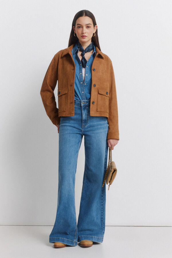 Springfield Casaco de camur&ccedil;a com bolsos vison