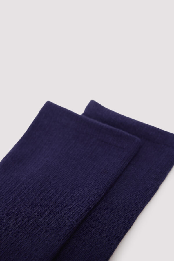Springfield Meia de algodão texturizada bicolor azul
