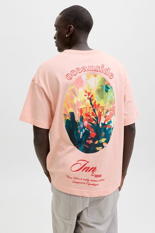 Jack & Jones T-shirt loose em algod&atilde;o rosa