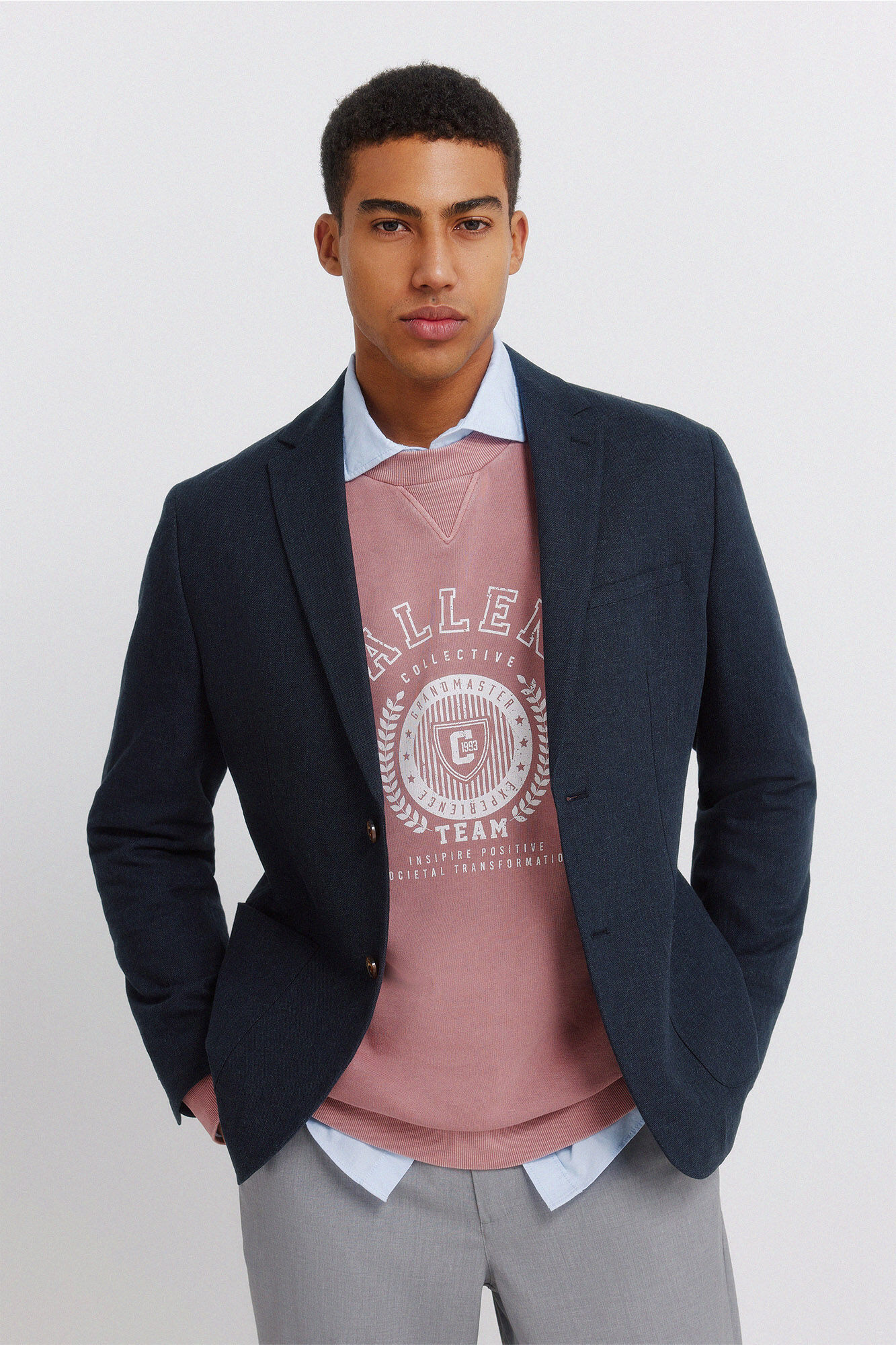 Springfield Blazer em linho e algod&atilde;o