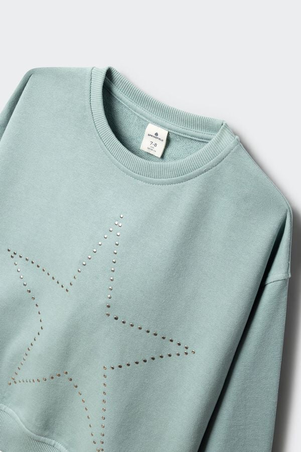 Springfield Kids Sweatshirt de menina com tachas de estrela verde