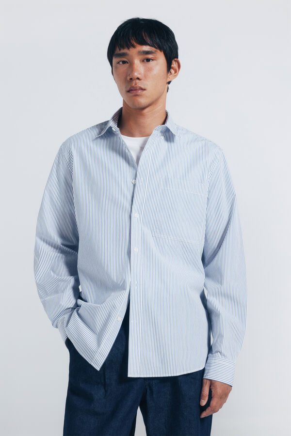 Springfield Camisa de popelina riscas azul