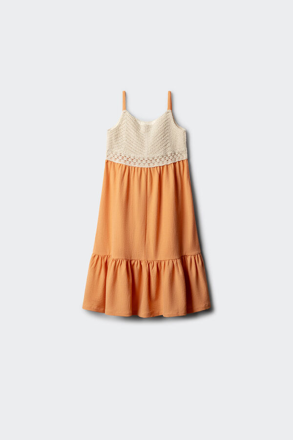 Springfield Kids Vestido com detalhes em crochet para menina vermelho