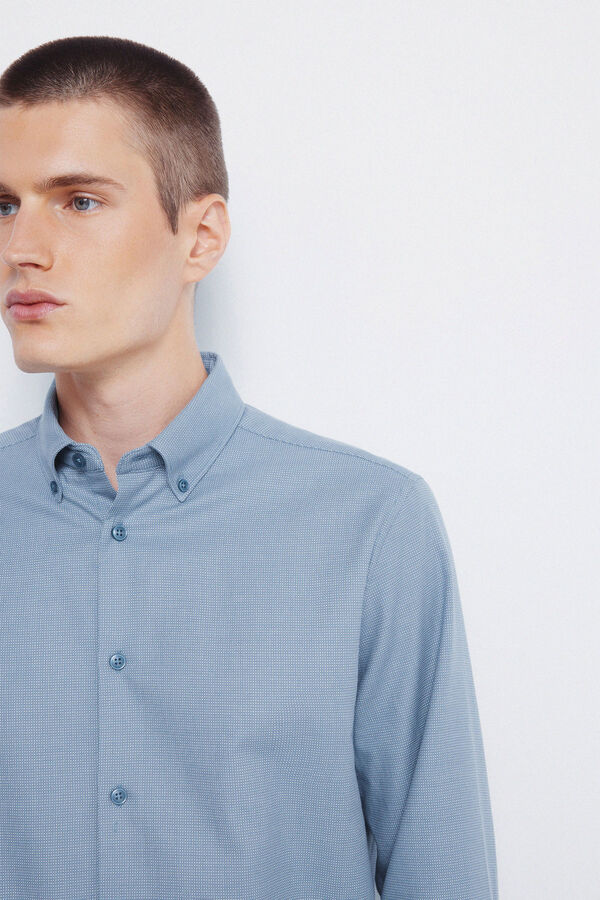 Springfield Camisa social estruturada bicolor azul