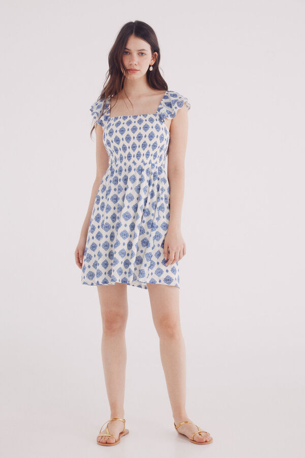 Springfield Vestido curto com estampado geométrica azul