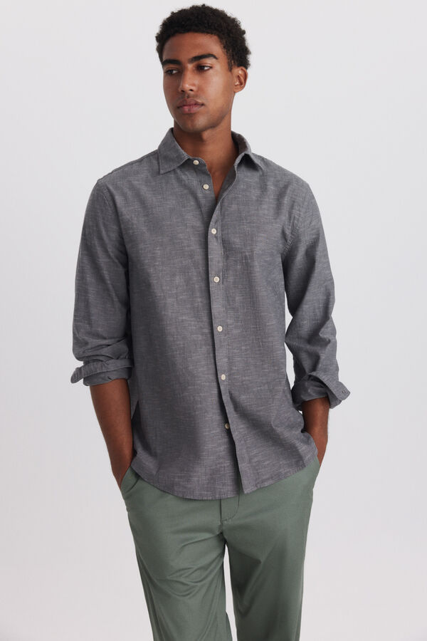 Springfield Camisa tipo lino gris