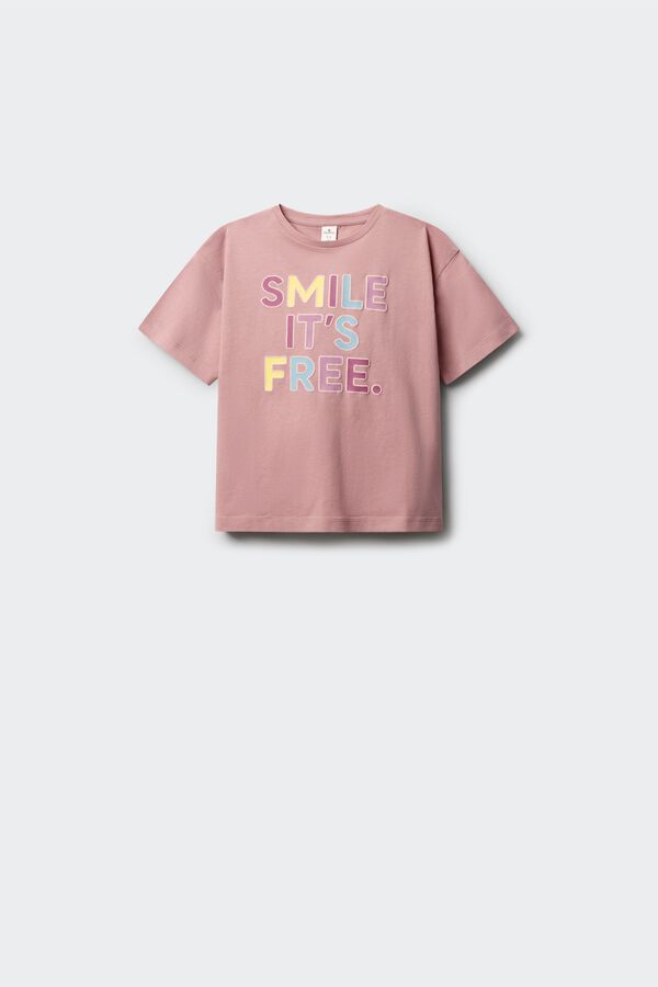 Springfield Kids T-shirt "Smile it's free" menina rosa