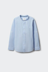 Springfield Kids Camisa gola mao em linho para crian&ccedil;a azul