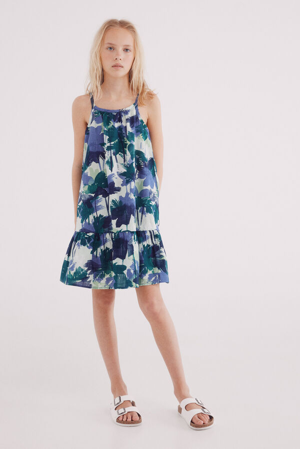 Springfield Kids Vestido alças flores menina azul