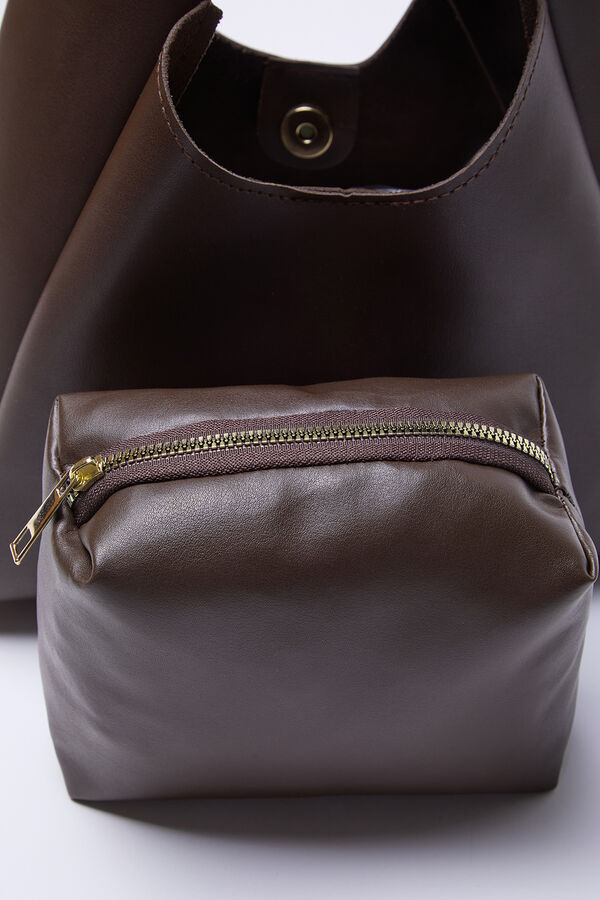 Trendyol Mala tote bag com n&eacute;cessaire castanho