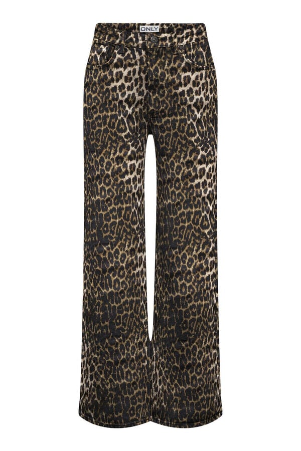 Springfield Pantalones wide leg animal print negro