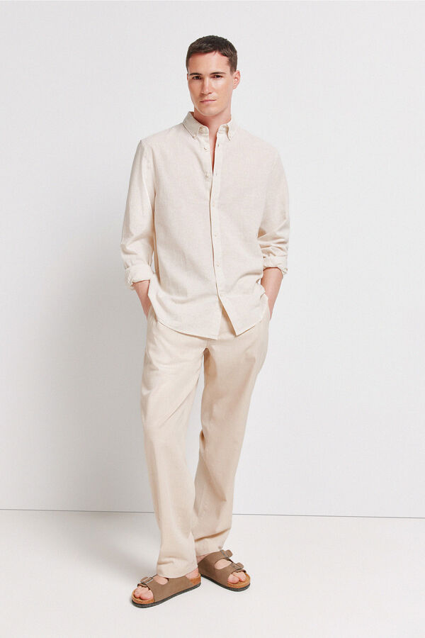 Springfield Camisa linho bege
