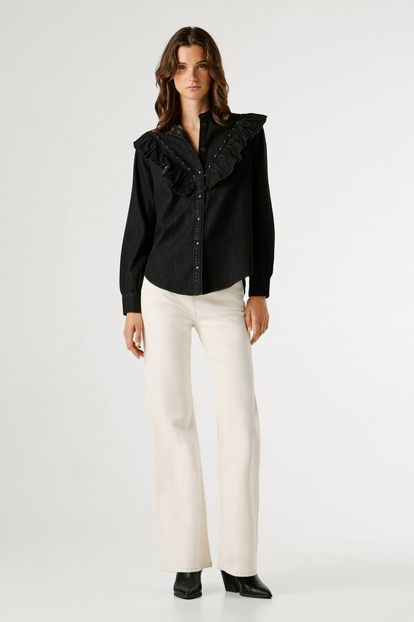 Pepe Jeans Camisa de ganga de manga comprida preto