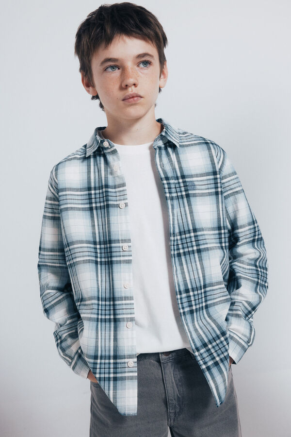 Springfield Kids Camisa cuadros leñador niño azul