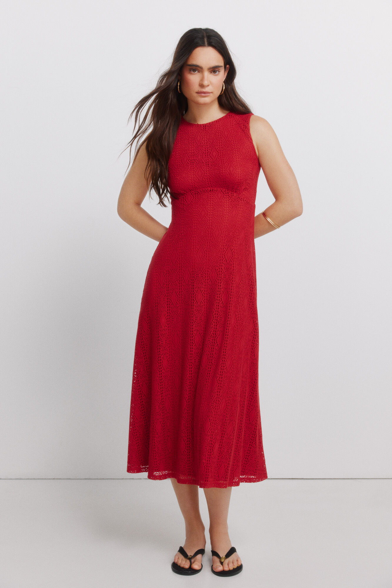 Springfield Vestido midi de al&ccedil;as bordado