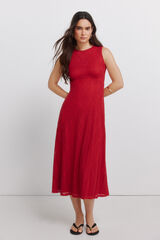 Springfield Vestido midi de al&ccedil;as bordado vermelho
