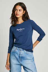 Pepe Jeans Camiseta básica de manga comprida com logo frontal