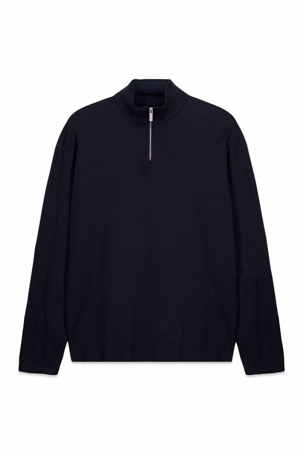 Springfield Camisola b&aacute;sica com fecho de fecho-&eacute;clair azul