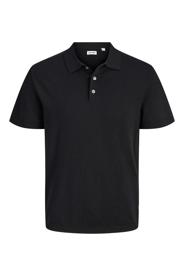 Jack & Jones Polo de malha regular fit em algod&atilde;o preto