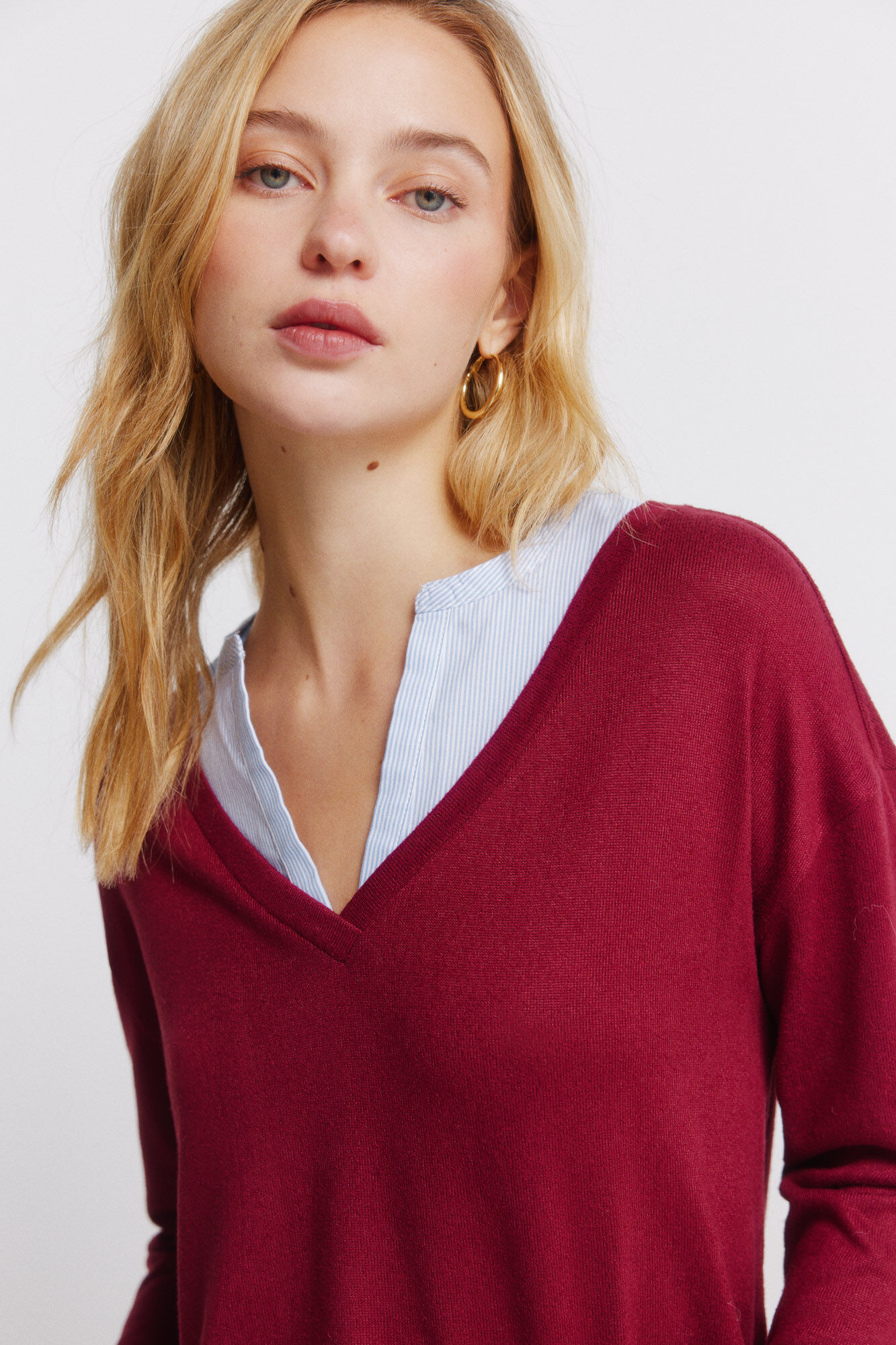 Springfield T-shirt de manga comprida com decote em V