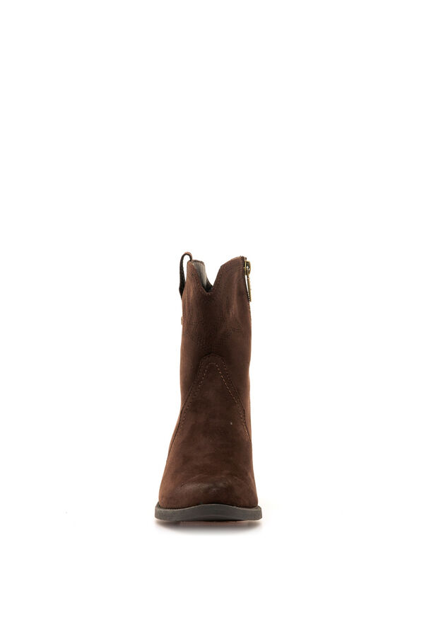 MTNG Botins cowboy com bordados e salto largo cru