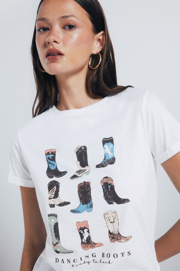 Springfield Camiseta "Botas de dança" cru