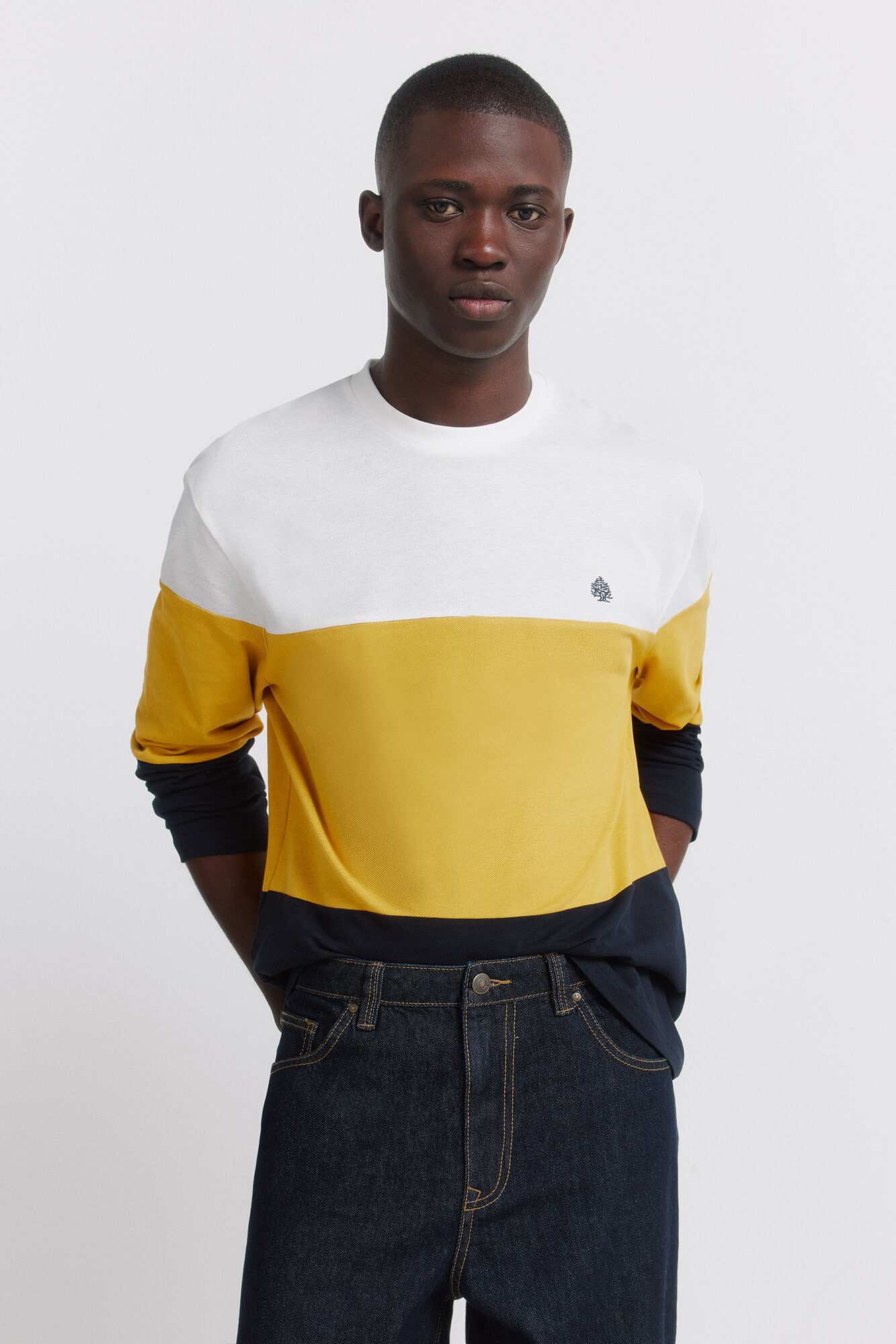 Springfield camiseta de manga comprida em piqu&eacute; com blocos de cor