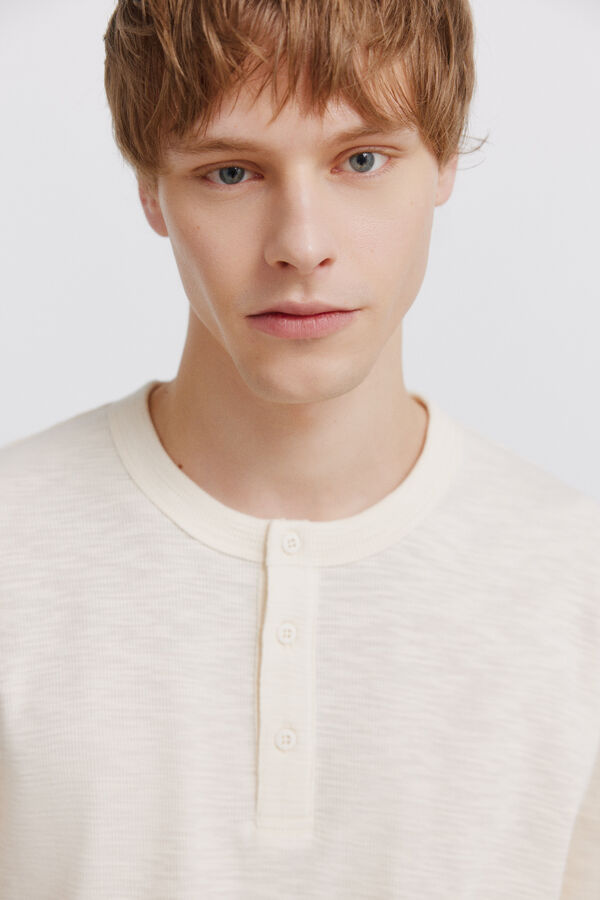 Springfield T-shirt manga comprida com carcela aos quadrados branco