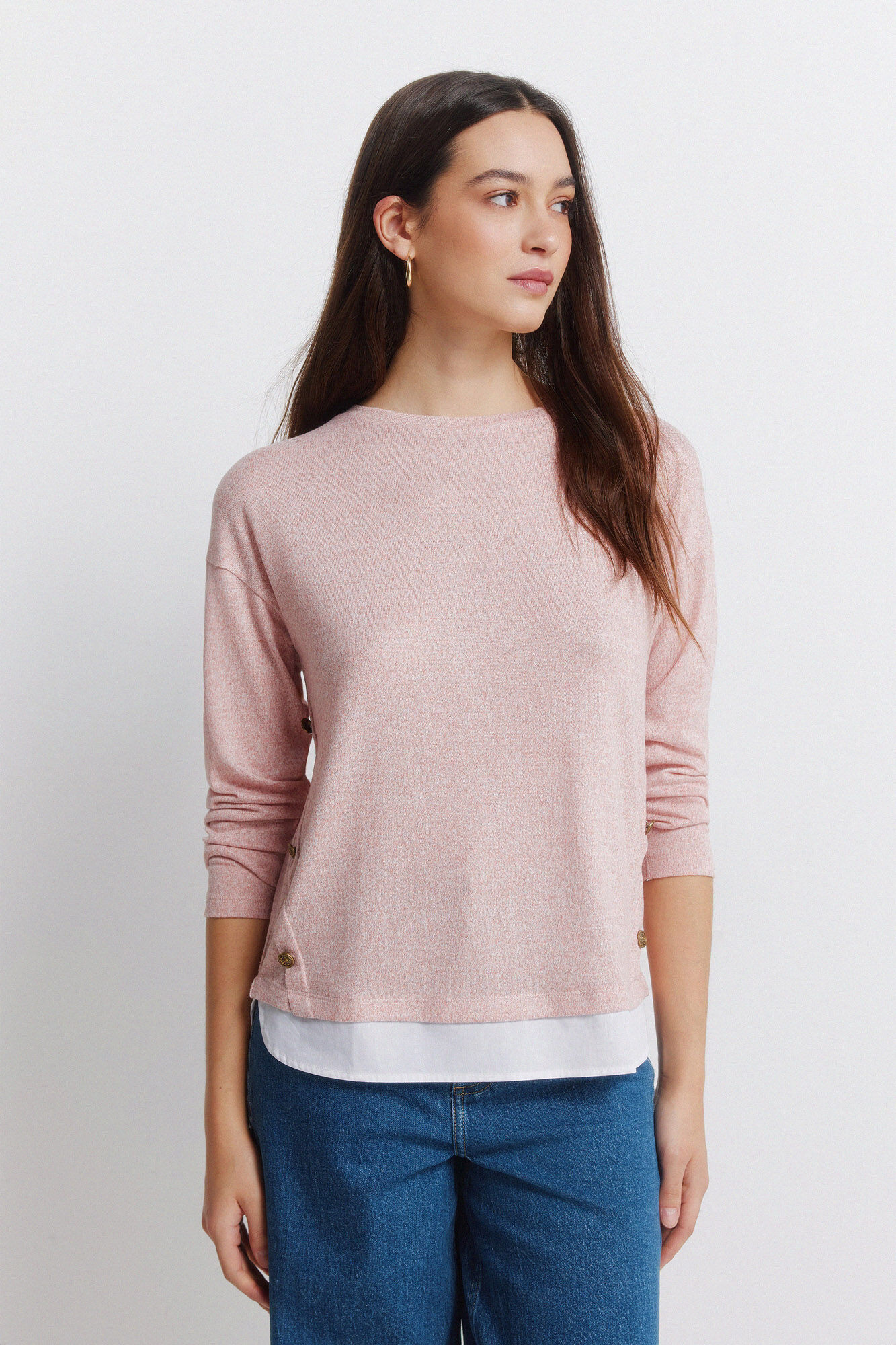 Springfield T-shirt combinada com bot&otilde;es laterais