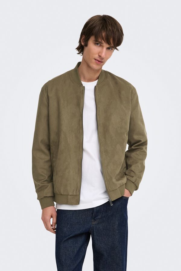 Only & Sons Blus&atilde;o estilo bomber em camur&ccedil;a cru