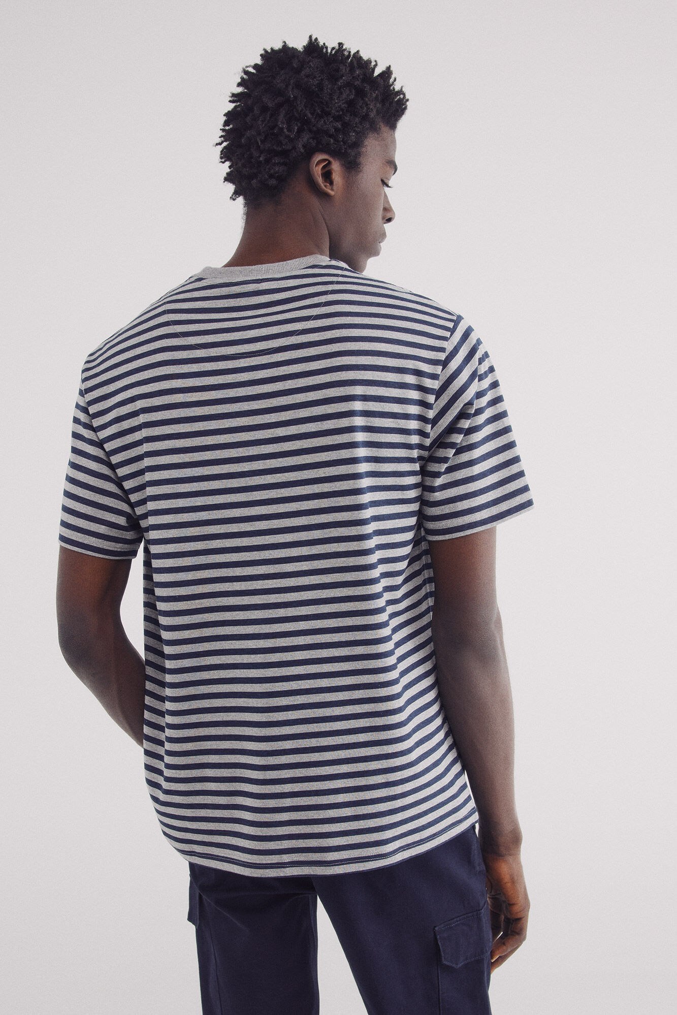 ★COOR★ Regular Fit Pin Stripe T-Shirt Striped knit T-shirt colour azure blue and green | Liu Jo