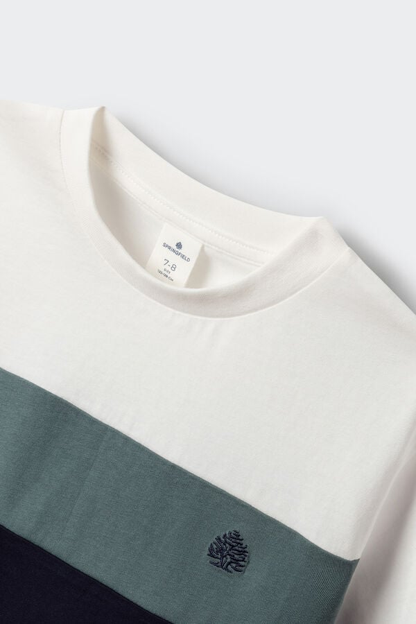 Springfield Kids T-shirt manga curta color block para menino bege