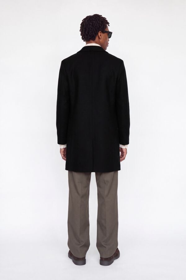 Jack & Jones Sobretudo abotoado comprido pelo joelho preto