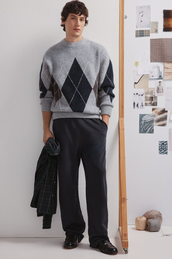 Springfield Camisola de fantasia com padrão de diamante azul