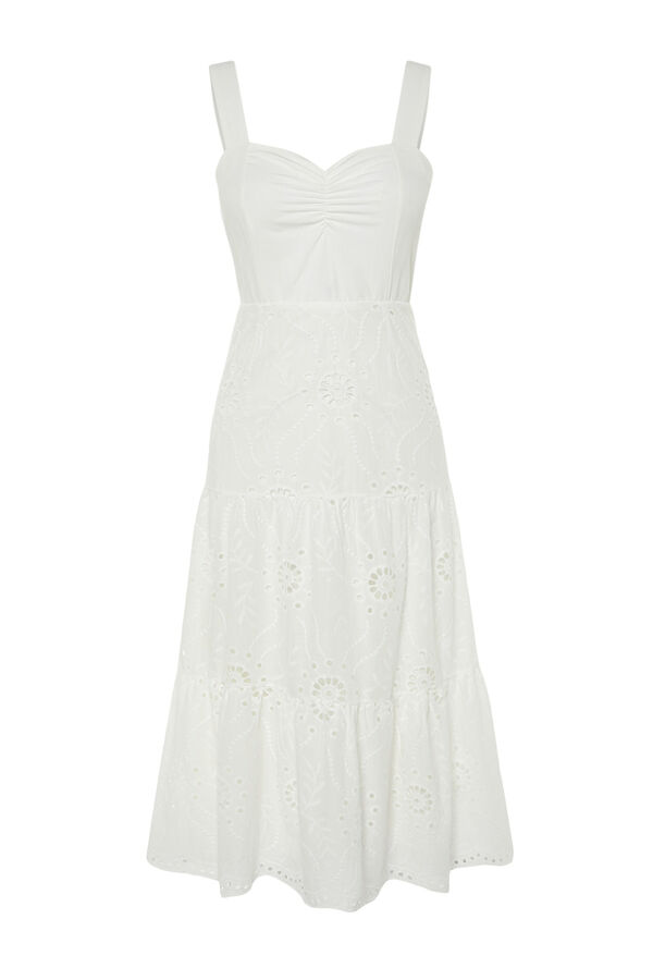 Trendyol Vestido midi bordados branco