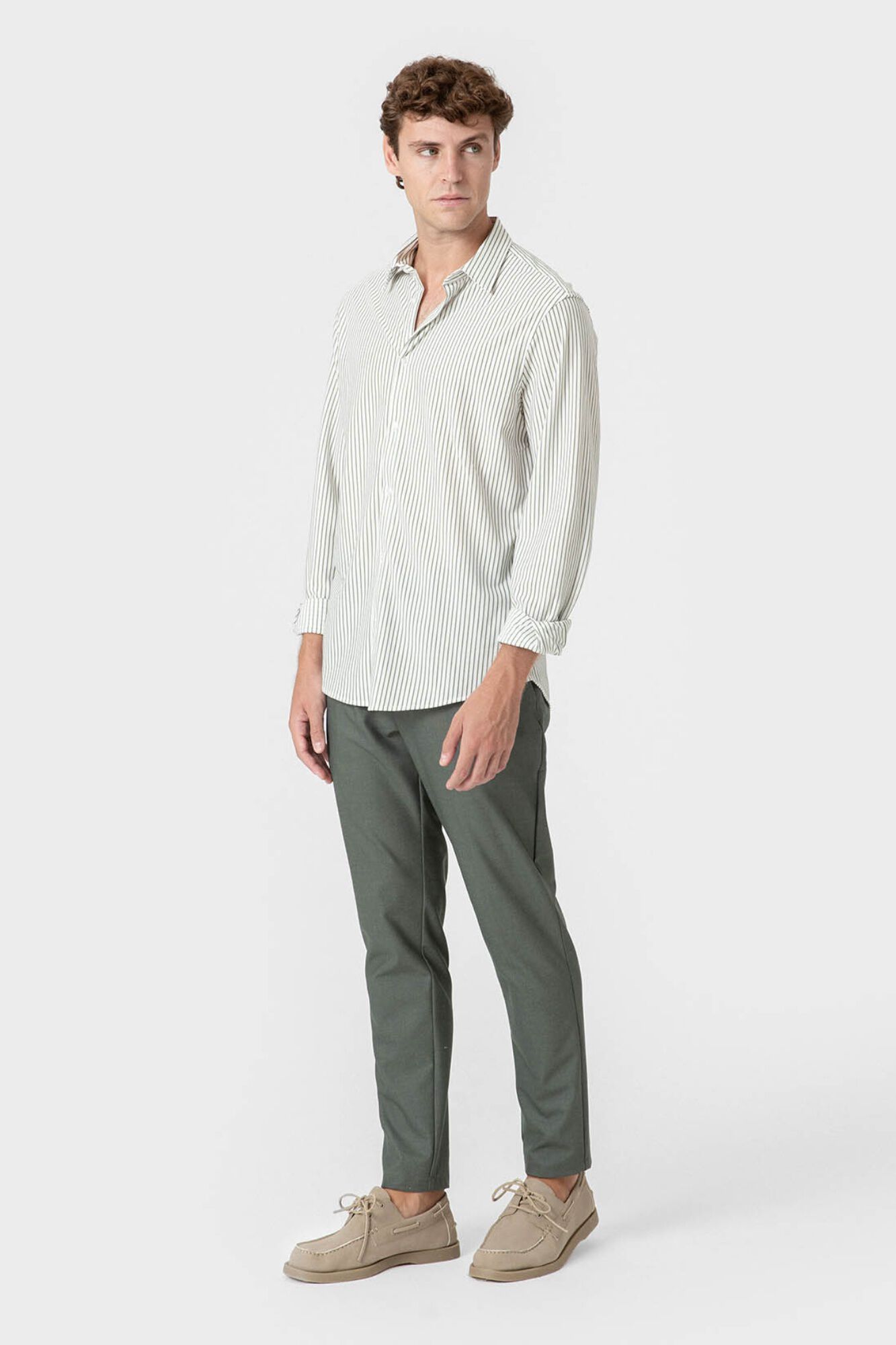Celopman Camisa Oxford de malha com riscas